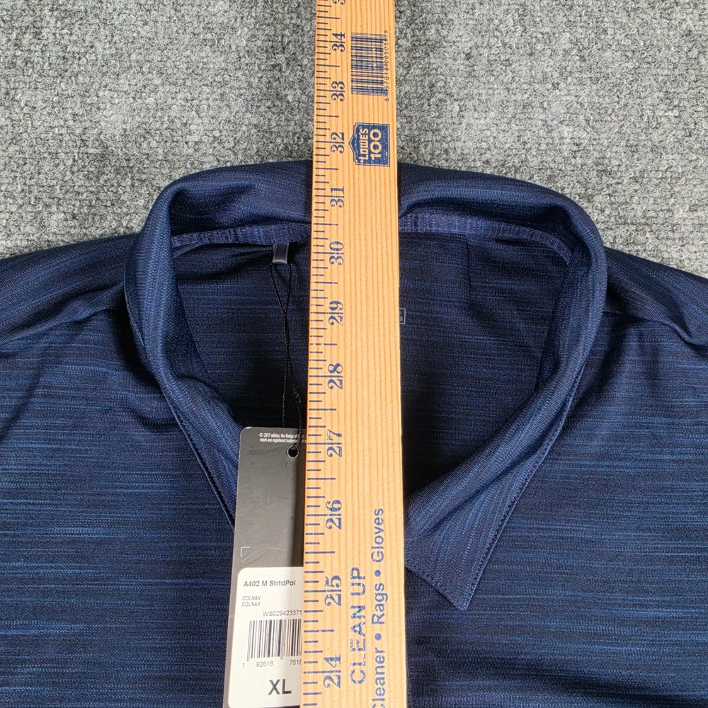 Adidas Polo Shirt Mens XL Navy Striated Golf w/Logo DZ7173 NWT - Picture 5 of 10